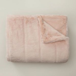 Channeled Faux Fur Throw Blanket